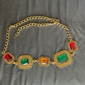 Vintage Jewel Cabochon Chain belt